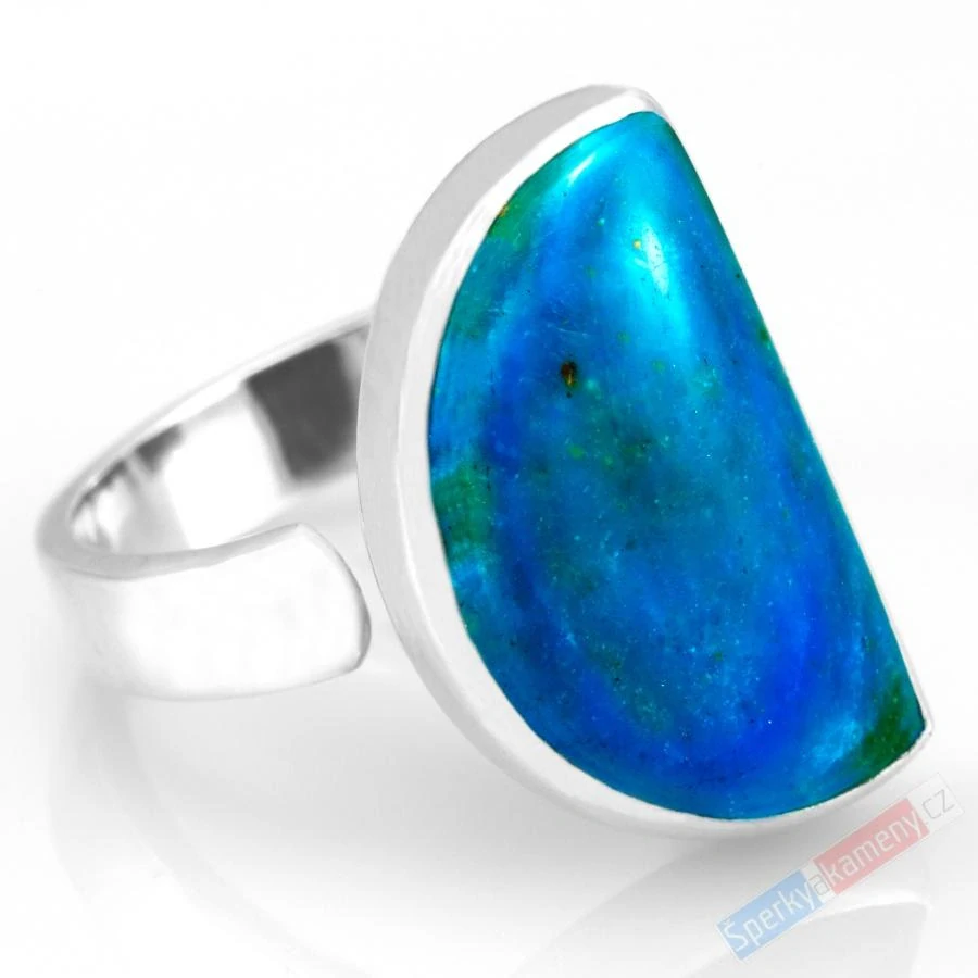 Stříbrný prsten (Ag 925/1000) s modrým peruánským opálem QAA, vel. kamene cca 21 x 13 mm, RARITA (OPE1226R)