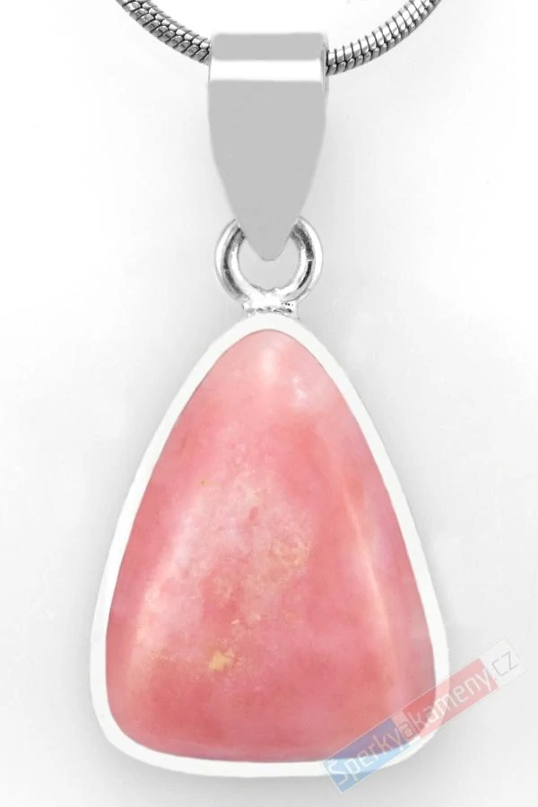 Stříbrný přívěsek (Ag 925/1000) s andským růžovým opálem QA, kapka cca 22 x 17 mm, RARITA (OA3932P)