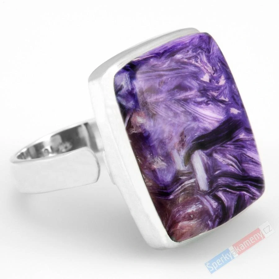 Unisex stříbrný prsten (Ag 925/1000) s čaroitem QA, velikost kamene cca 25 x 20 mm (CA1027R)