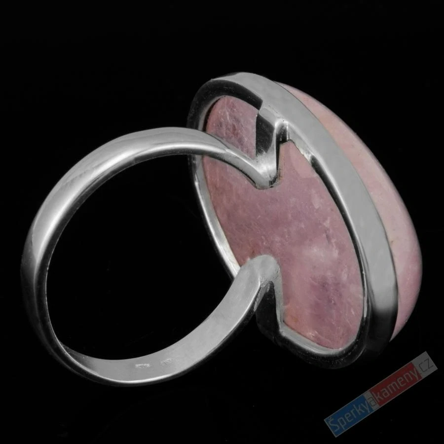 Velký stříbrný prsten (Ag 925/1000) s morganitem QAA, vel. kamene cca 31 x 21 mm, nádherná barva, POUZE VELIKOST 58/59 (MG1391R)