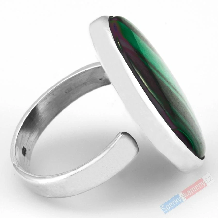 Stříbrný prsten (Ag 925/1000) s malachitem QAA, vel. kamene cca 27 x 19 mm (MA7266R)