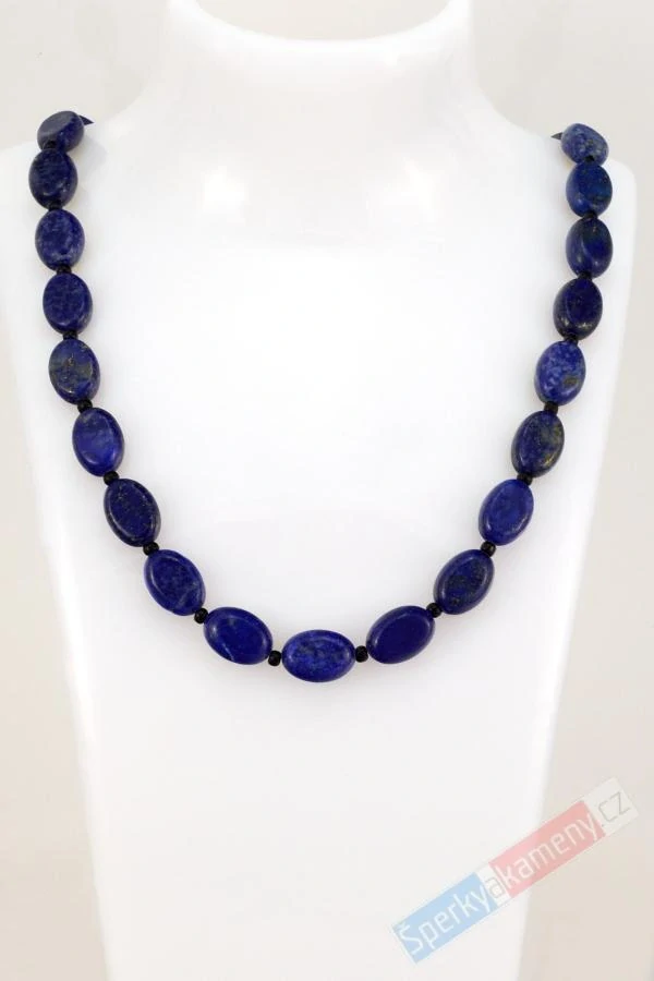 Náhrdelník z lapisu lazuli QA, ploché oválky cca 13 x 10 mm (LL3025S)
