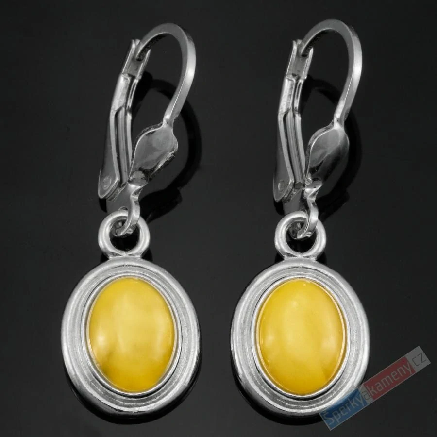 Stříbrné náušnice (Ag 925/1000) s jantarem QA, oválky cca 12 x 11 mm, "dvě sluníčka II" (JA5152U)