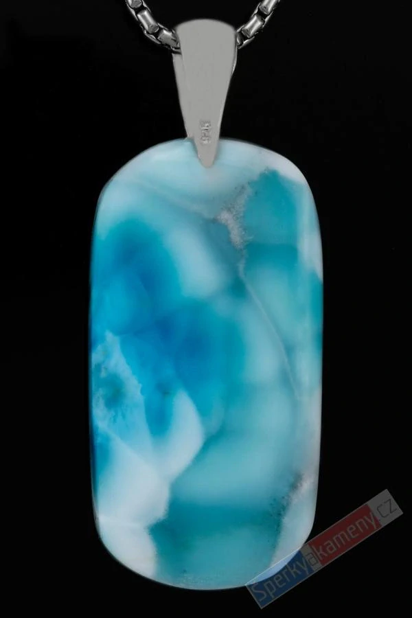 Unisex přívěsek z larimaru QAA, stříbro Ag 925/1000, cca 38 x 20 mm, nádherné syté probarvení, RARITA (LR2821P)