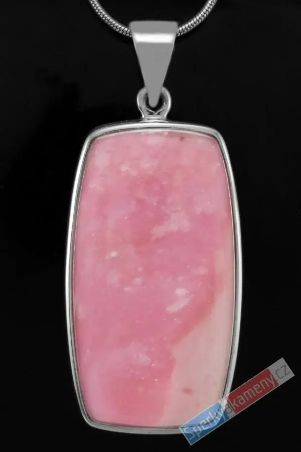 Stříbrný přívěsek (Ag 925/1000) s andským růžovým opálem QA, cca 39 x 22 mm, RARITA (OA1818P)