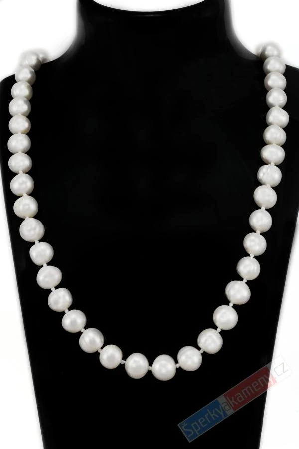 Náhrdelník z bílých sladkovodních perel, provazovaný, vel. perel cca 8 až 9 mm, délka náhrdelníku cca 50 cm (PB3872S)