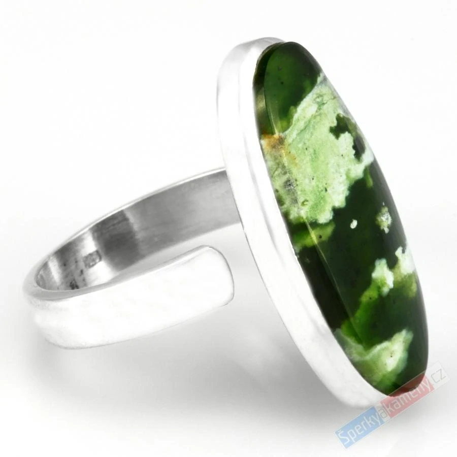 Velký stříbrný prsten (Ag 925/1000) s chromchalcedonem QA, vel. kamene cca 28 x 13 mm, RARITA (CHN7865R)