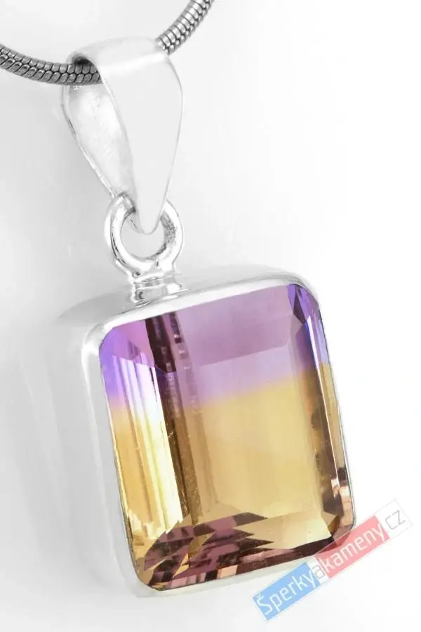 Unisex stříbrný přívěsek (Ag 925/1000) s broušeným ametrínem QAA, cca 17 x 15 mm, "krása zapadajícího slunce", RARITA (AC1516P)