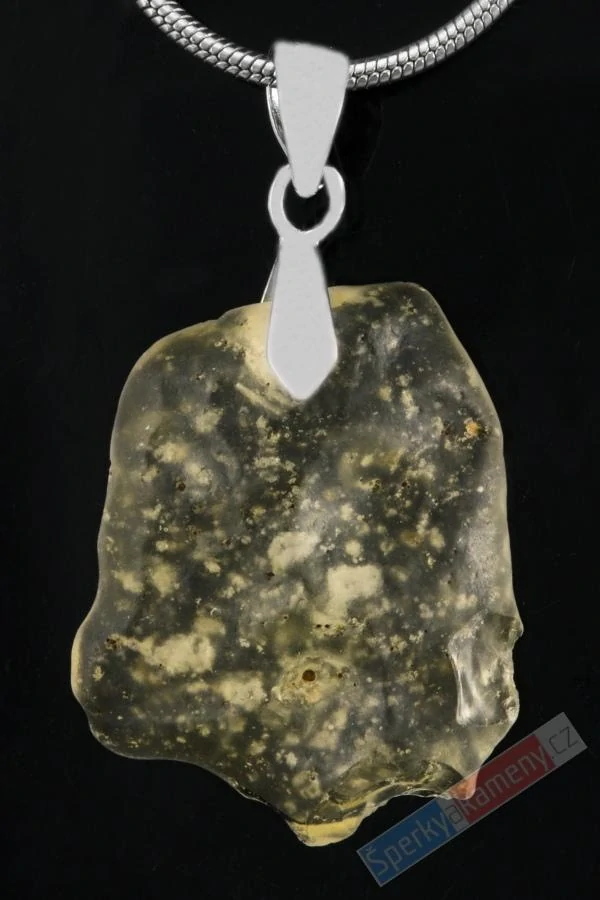 Unisex přívěsek z tektitu Libyan Desert Glass, cca 22 x 17 mm, stříbro Ag 925/1000, RARITA (LG4235P)