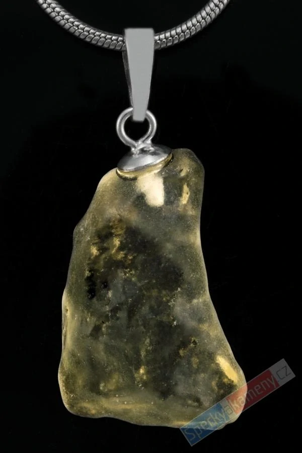 Unisex přívěsek z tektitu Libyan Desert Glass, cca 20 x 14 mm, stříbro Ag 925/1000, RARITA (LG4236P)