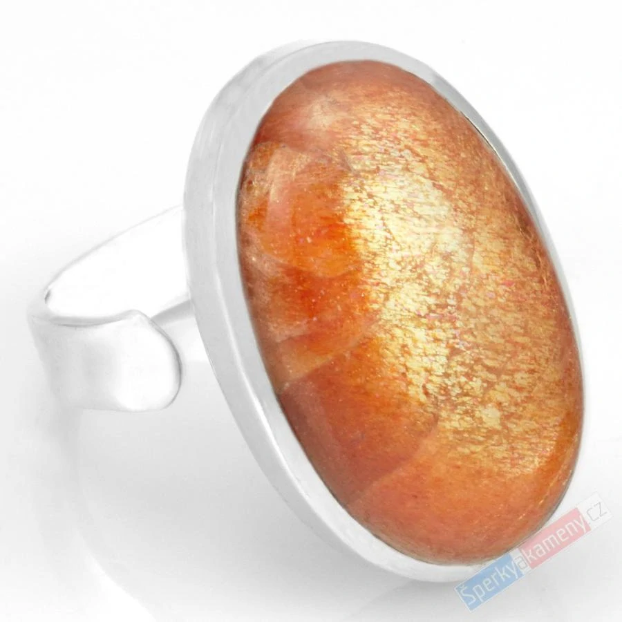 Velký stříbrný prsten (Ag 925/1000) se slunečním kamenem QA, vel. kamene cca 26 x 17 mm (SL1393R)