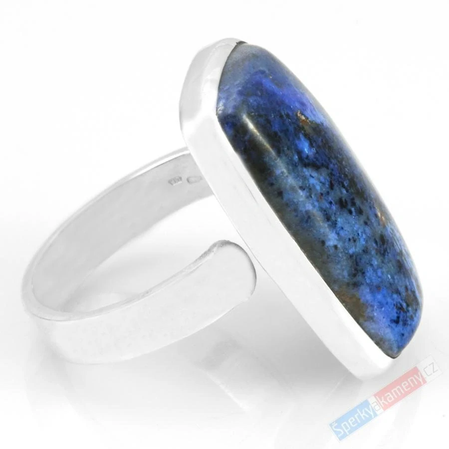 Velký unisex stříbrný prsten (Ag 925/1000) s dumortieritem QA, vel. kamene cca 27 x 14 mm (DM6055R)