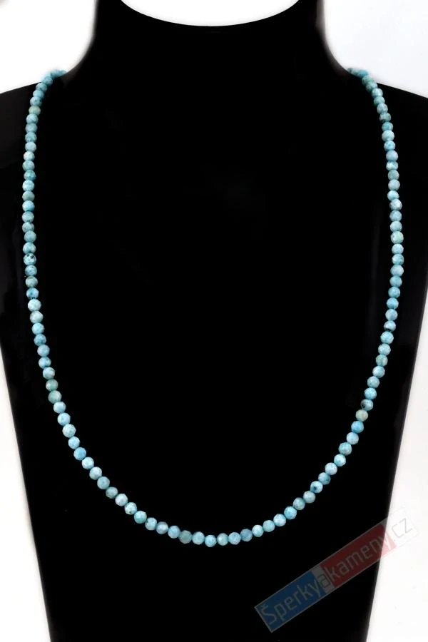 Minimalistický náhrdelník z larimaru QA, stříbro Ag 925/1000, kuličky cca 3 mm, RARITA (LR8470S)