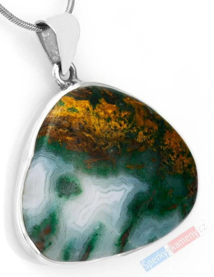 Stříbrný přívěsek (Ag 925/1000) s Gem Silica QA, cca 32 x 39 mm, RARITA (GS2426P)