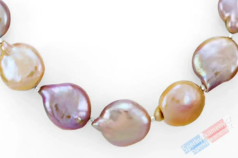 Originální náhrdelník v boho stylu z Biwa lososových a růžových perel QA, stříbro Ag 925/1000, "šperk pro mořskou vílu z Tyrhénského moře" (PLR2137S)