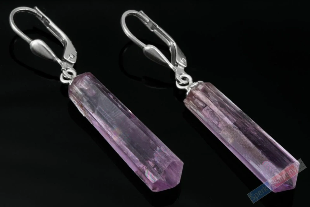 Náušnice z kunzitu QAA, stříbro Ag 925/1000, cca 25 x 6 mm, nádherná barva, RARITA (KT9096U)