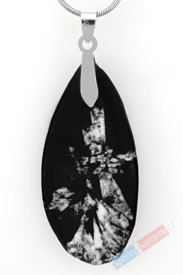 Větší přívěsek z chryzantémového kamene, kapka cca 46 x 22 mm, RARITA (CHRZ2153P)