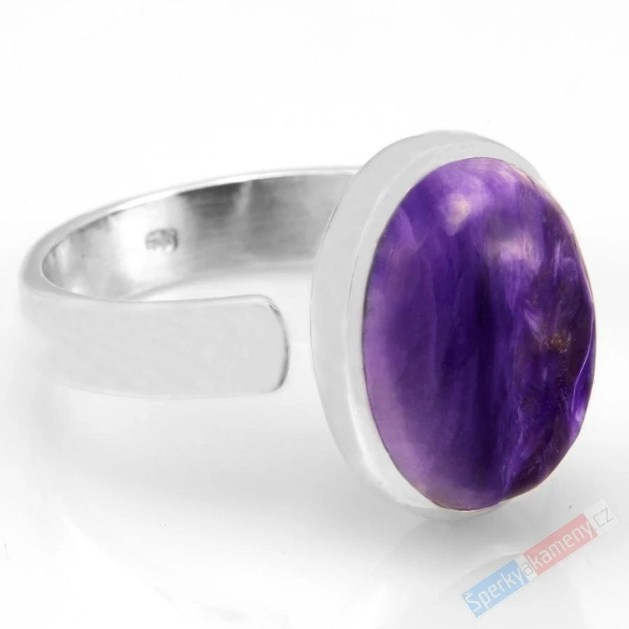 Stříbrný prsten (Ag 925/1000) s čaroitem QAA, vel. kamene cca 16 x 12 mm (CA6055R)