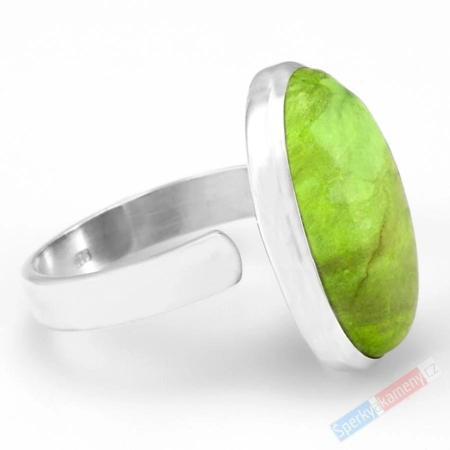 Stříbrný prsten (Ag 925/1000) s gaspeitem QAA, vel. kamene cca 23 x 14 mm, RARITA (GS9085R)