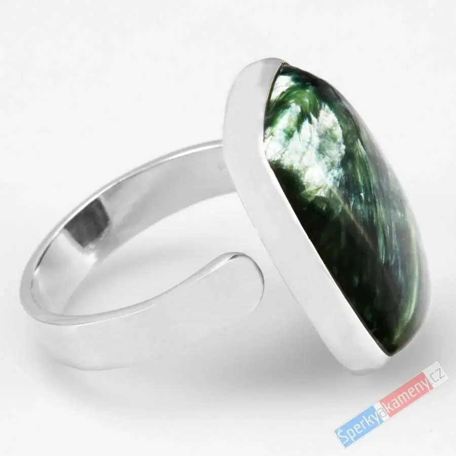 Unisex stříbrný prsten (Ag 925/1000) se serafinitem QAA, vel. kamene cca 22 x 15 mm, RARITA (SF7869R)