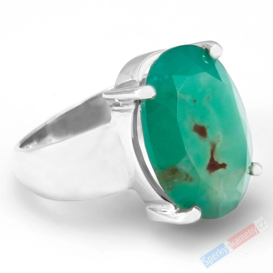 Stříbrný prsten (Ag 925/1000) s Gem Silica QA, vel. kamene cca 22 x 16 mm, POUZE VELIKOST 59/60, RARITA (GS5001R) 