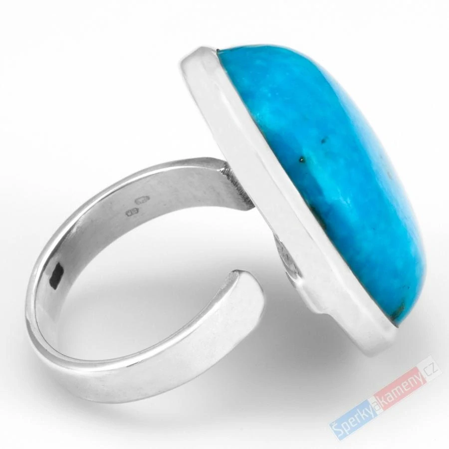 Velký stříbrný prsten (Ag 925/1000) s arizonským tyrkysem QA, vel. kamene cca 28 x 24 mm, RARITA (TYS2117R) 