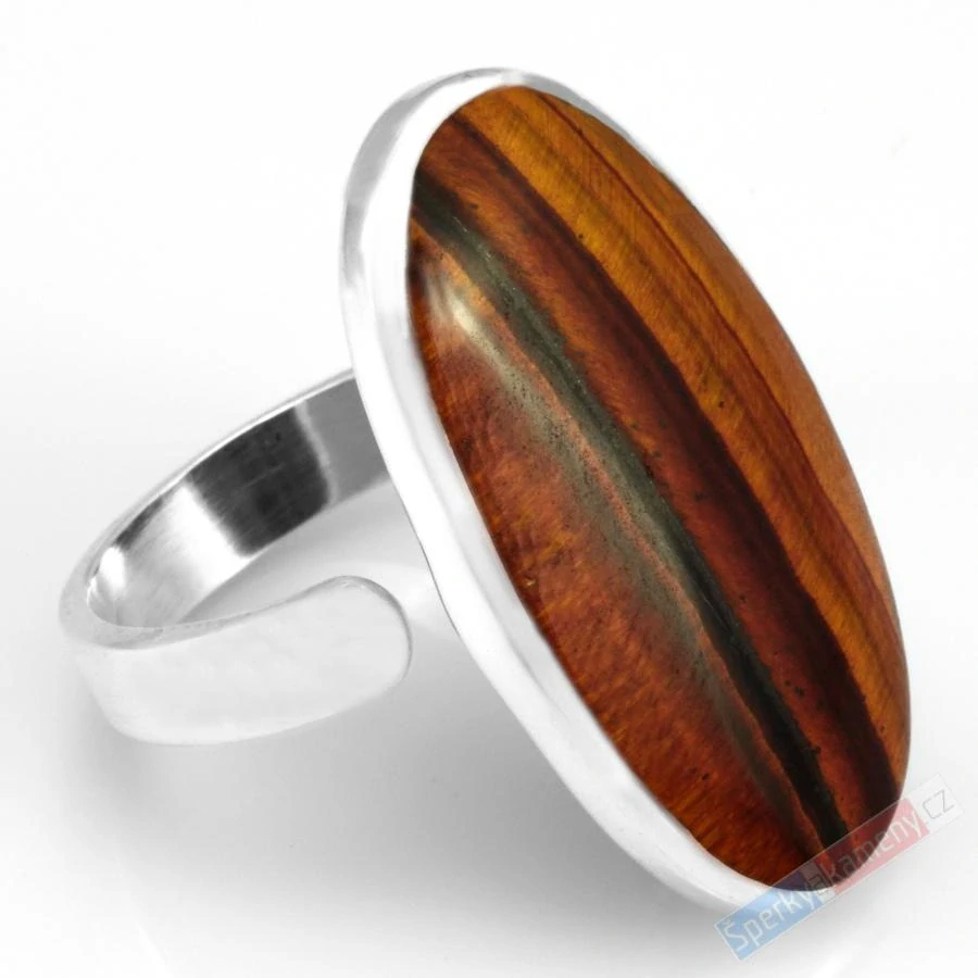 Velký stříbrný prsten (Ag 925/1000) s býčím okem QA, vel. kamene cca 32 x 18 mm (BO5143R)