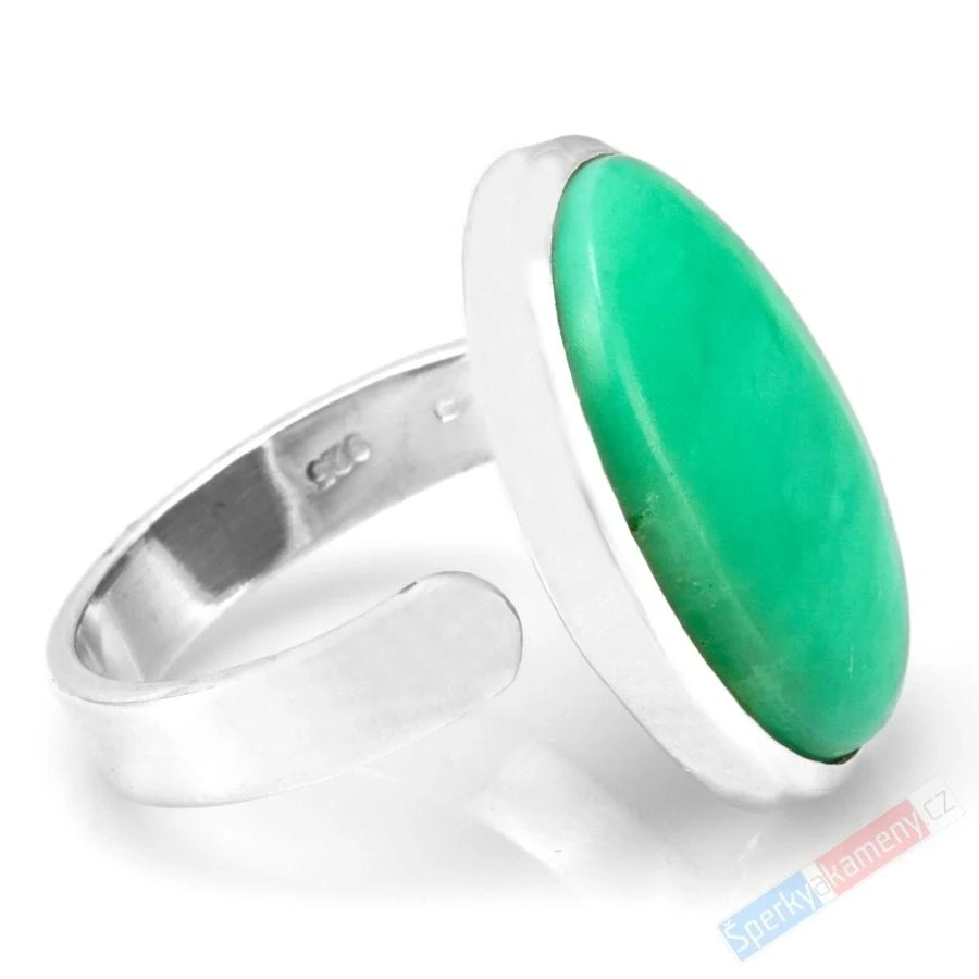Stříbrný prsten (Ag 925/1000) s chryzoprasem QAA, vel. kamene cca 22 x 17 mm, RARITA (CHR7261R)