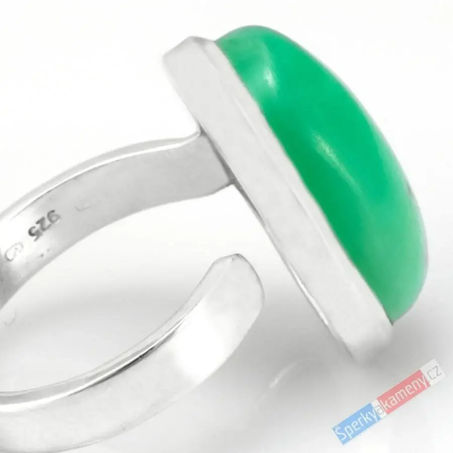 Stříbrný prsten (Ag 925/1000) s chryzoprasem QAA, vel. kamene cca 22 x 17 mm, RARITA (CHR9083R)