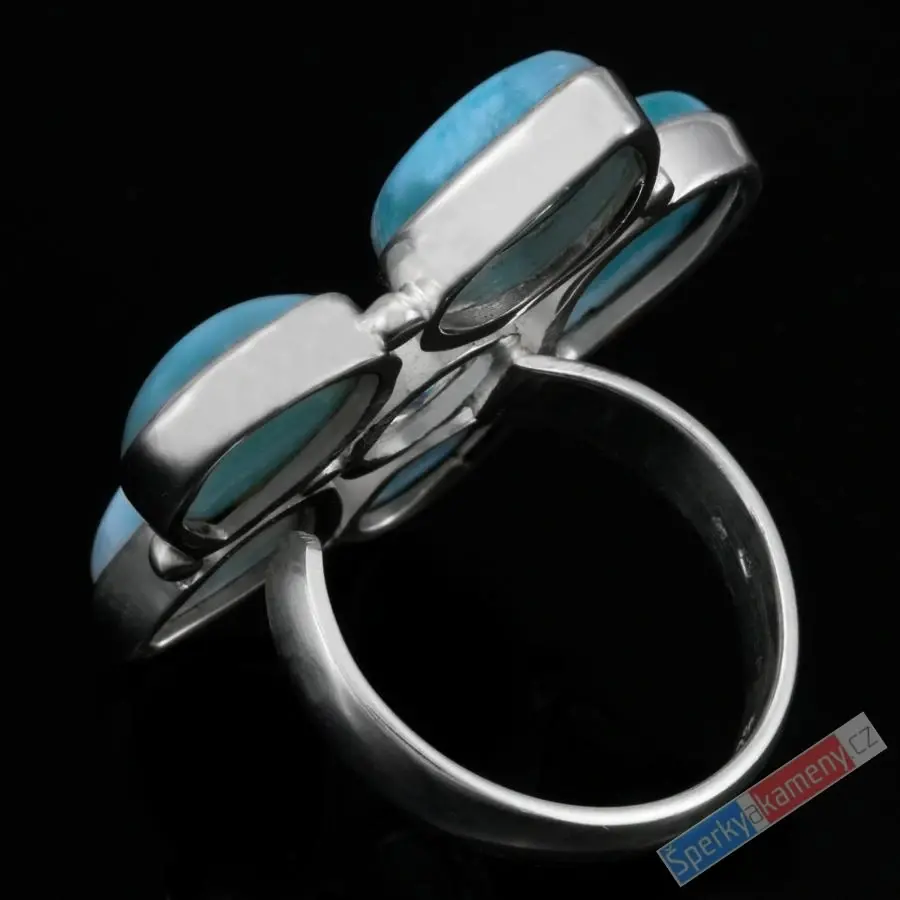 Velký originální stříbrný prsten (Ag 925/1000) s larimarem QA a Sky Blue topazem QA, cca 35 x 31 mm, RARITA (LR2117R)