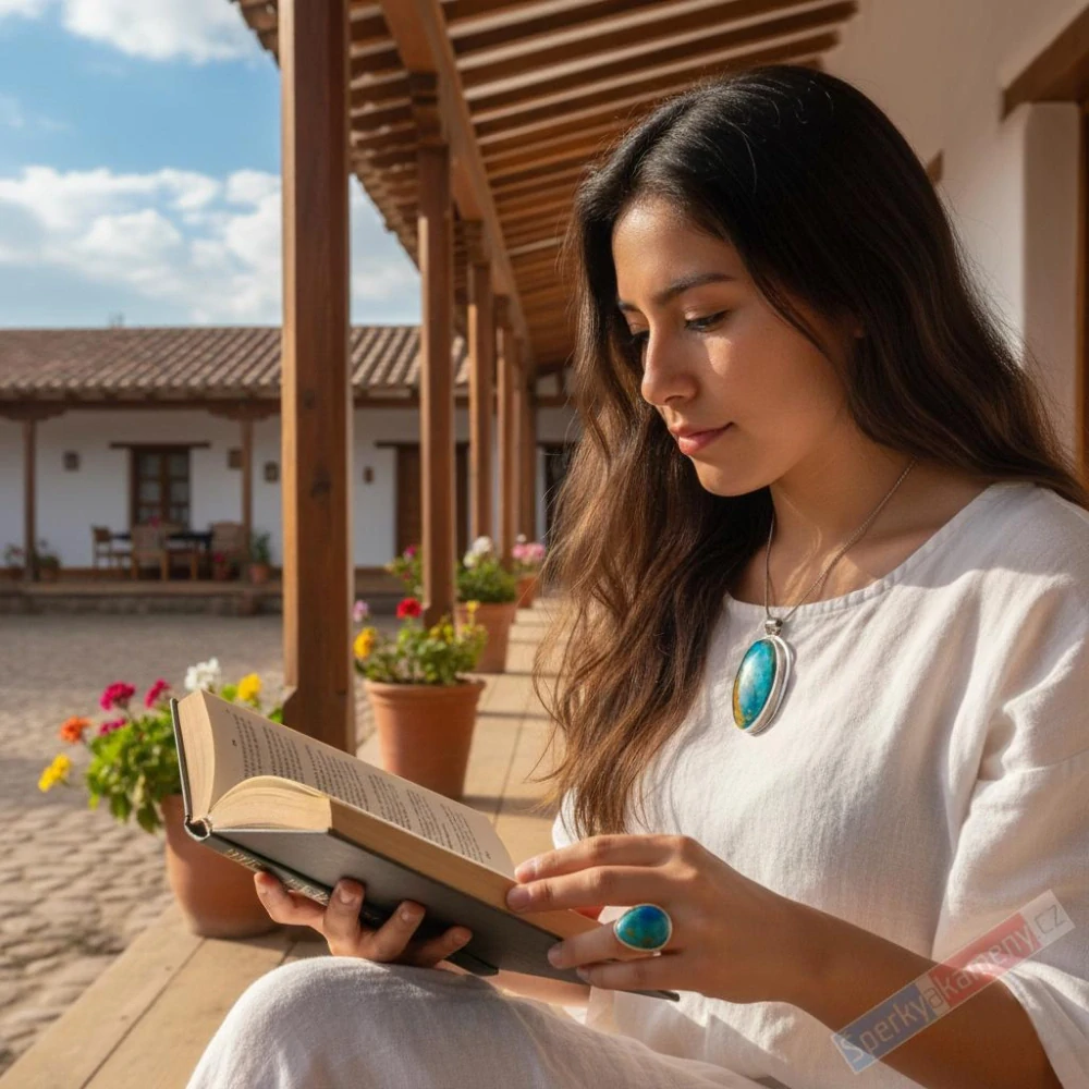 Větší stříbrný přívěsek (Ag 925/1000) s peruánským modrým opálem QAA, cca 44 x 30 mm, "šperk princezny z rodu Aymarů",RARITA (OPE1677P)