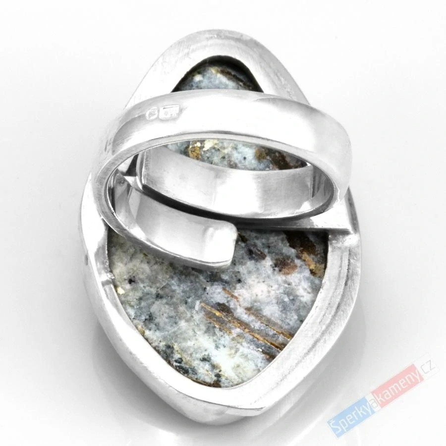 Velký unisex stříbrný prsten (Ag 925/1000) s astrofylitem QAA, vel. kamene cca 36 x 23 mm, STŘEDNÍ VELIKOST 57/58, RARITA (ASF1481R)