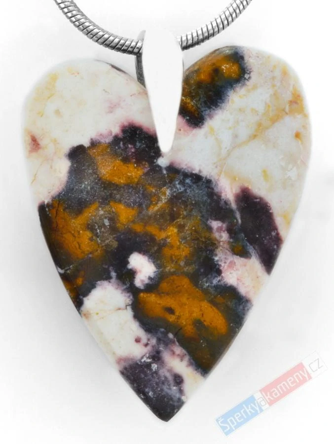 Originální přívěsek z Indian Blanket Stone QA, stříbro Ag 925/1000, srdce cca 28 x 22 mm, "životní energie" (IB2420P)