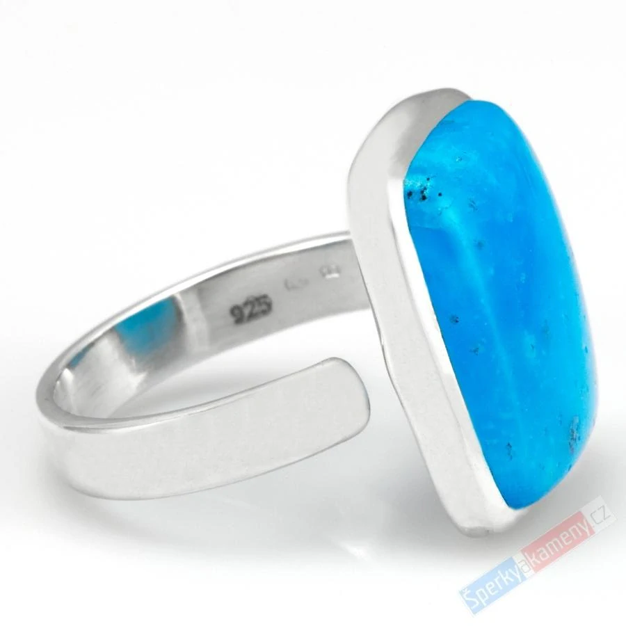 Unisex stříbrný prsten (Ag 925/1000) s hemimorfitem QA, vel. kamene cca 20 x 16 mm, RARITA (HM6655R)