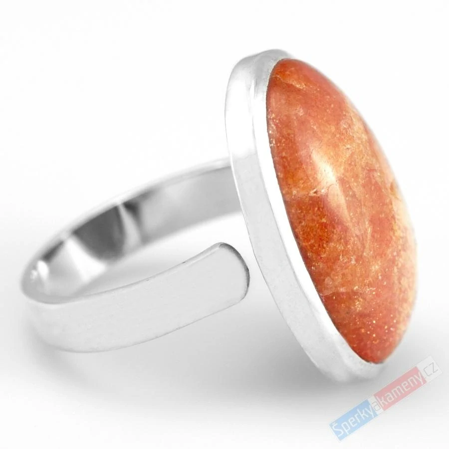 Stříbrný prsten (Ag 925/1000) se slunečním kamenem QA, vel. kamene cca 25 x 17 mm (SL1212R)
