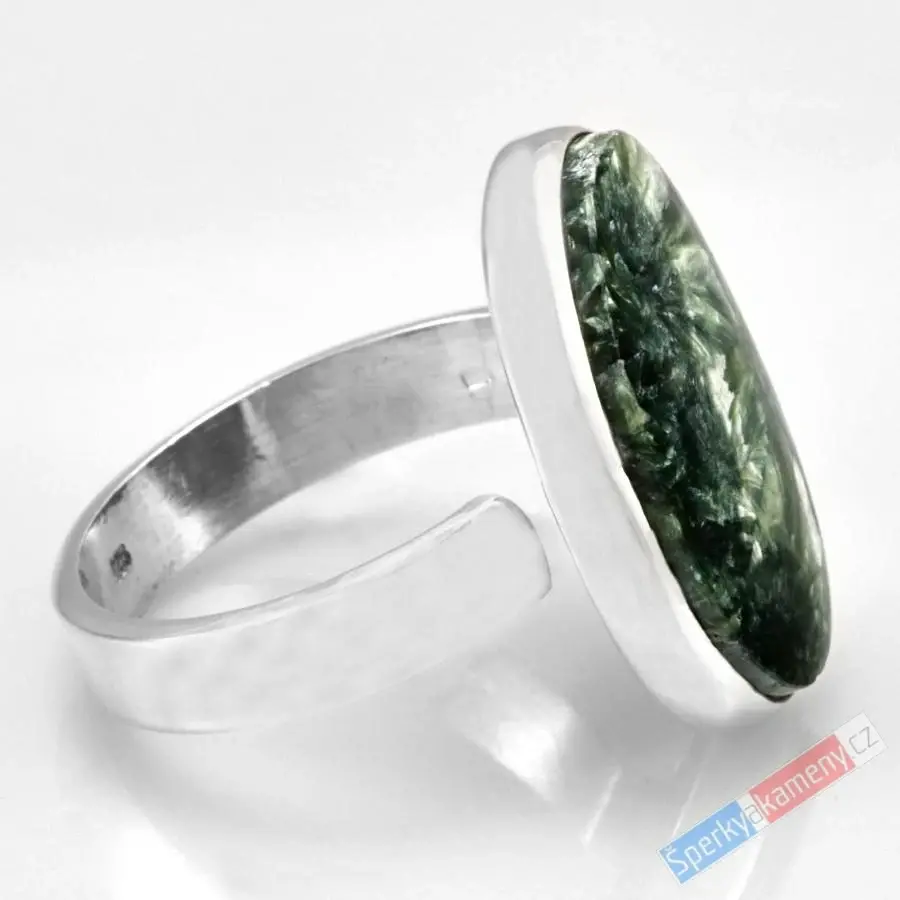 Stříbrný prsten (Ag 925/1000) se serafinitem QAA, vel. kamene cca 23 x 17 mm, RARITA (SF7266R)