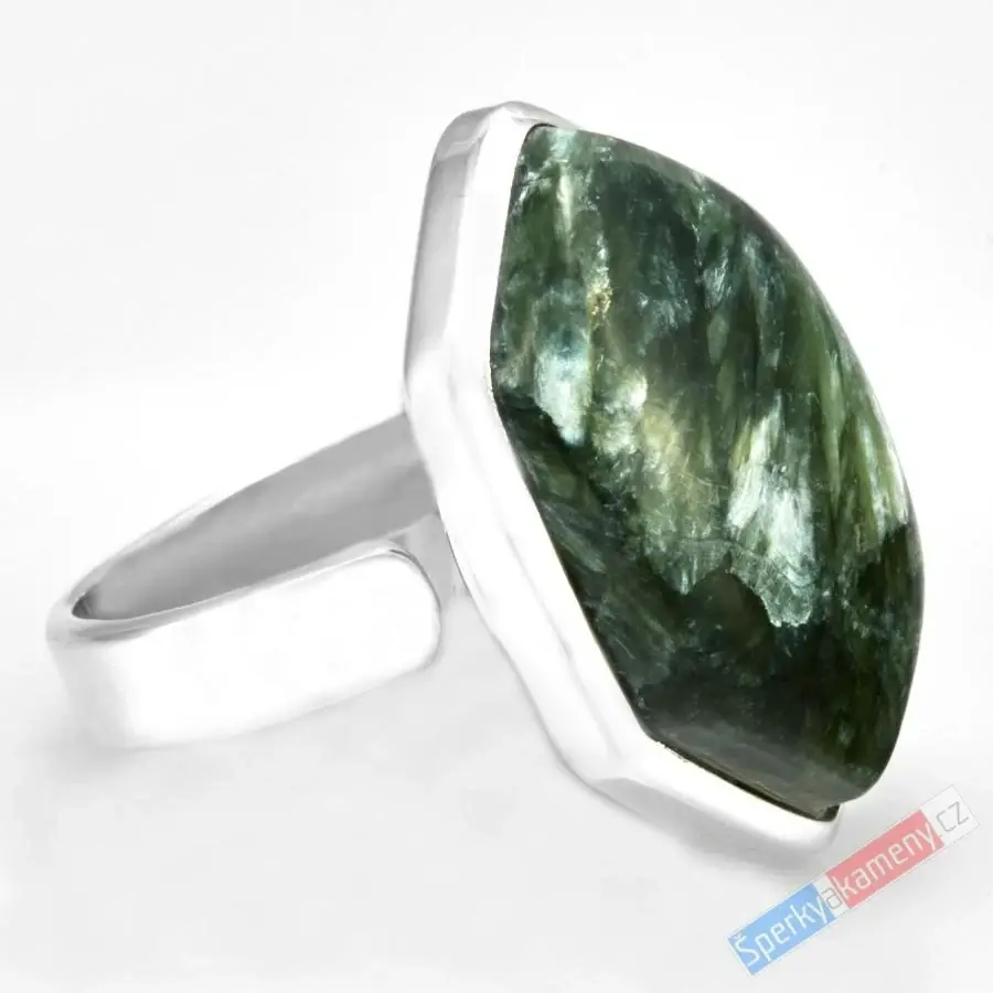 Unisex stříbrný prsten (Ag 925/1000) se serafinitem QAA, vel. kamene cca 25 x 16 mm, RARITA (SF5747R)