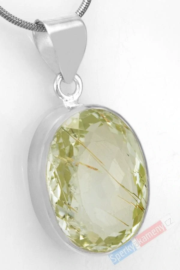 Stříbrný přívěsek (Ag 925/1000) s broušeným hiddenitem QAA, ovál cca 23 x 18 mm, "anděl strážný", RARITA (HD2423P) 