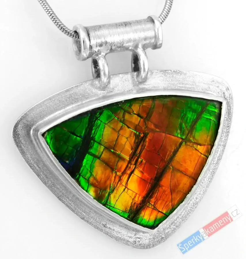 Větší stříbrný přívěsek (Ag 925/1000) s amolitem QAA, cca 30 x 40 mm, RARITA (ALM2119P)