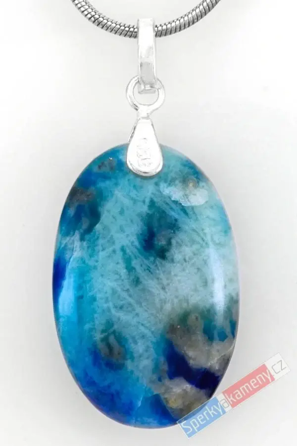 Unisex přívěsek z afghanitu QA, ovál cca 27 x 17 mm, stříbro Ag 925/1000, "andělská energie", RARITA (AFT9075P)