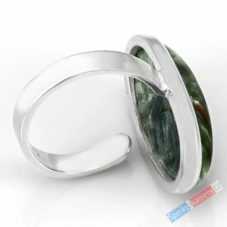 Stříbrný prsten (Ag 925/1000) se serafinitem QAA, vel. kamene cca 29 x 14 mm, RARITA (SF7873R)