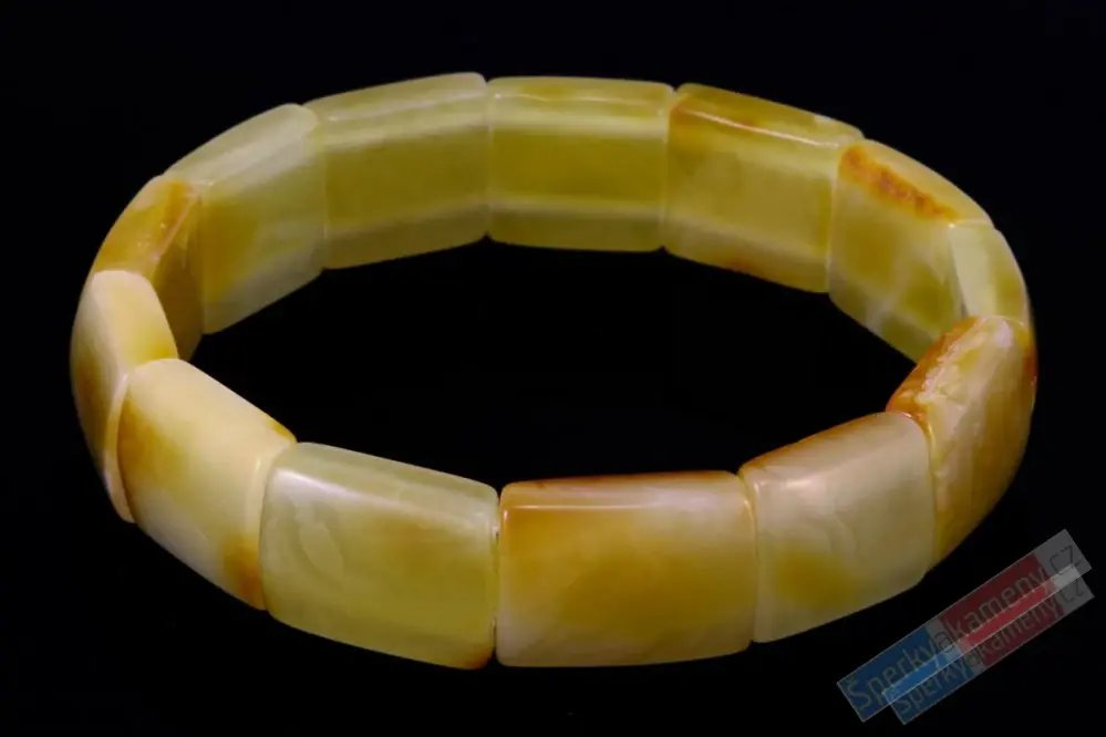 Originální náramek ze žlutého baltského jantaru QA, plochý, dílky cca 16 x 13 mm, "šperk ze slunečního medového království IV" (JA8191NS)