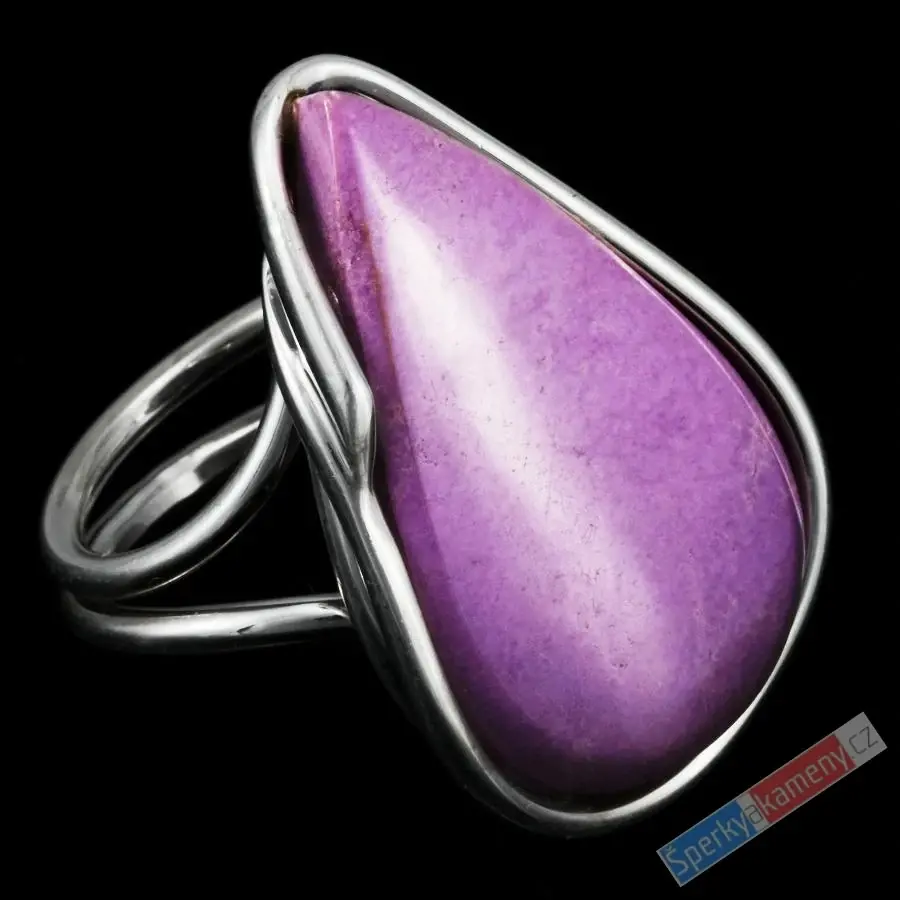 Velký stříbrný prsten (Ag 925/1000) s phosphosideritem QAA, cca 34 x 23 mm, "štěstí v barvě lila III", RARITA (FS1268R)