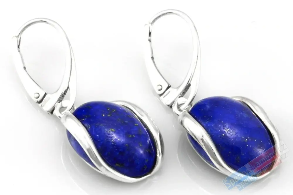 Stříbrné náušnice (Ag 925/1000) s lapisem lazuli QA, oválky cca 16 x 13 mm, "noční obloha plná hvězd" (LL8501U)