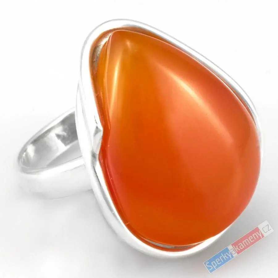 Velký stříbrný prsten (Ag 925/1000) s karneolem QA, cca 29 x 22 mm, krásná barva, "když pomeranče zrají III.", VELIKOST 58/59 (KA1259R)