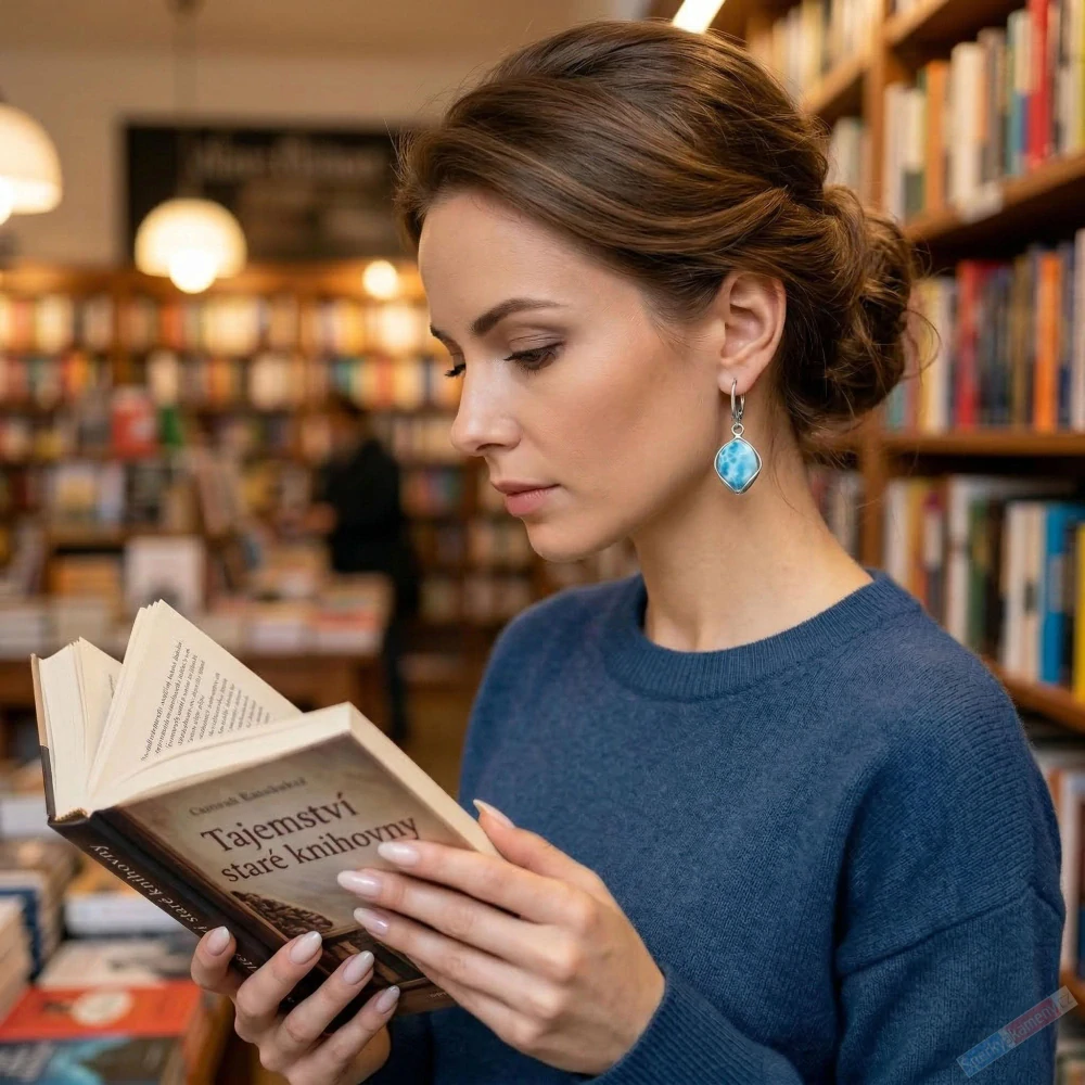 Stříbrné náušnice (Ag 925/1000) s larimarem QAA, oválky cca 20 x 15 mm, krásná kresba, "dva andílci z Atlantidy", RARITA (LR1150U)