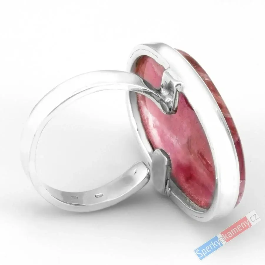 Velký stříbrný prsten (Ag 925/1000) s kobaltovým kalcitem QAA, vel. kamene cca 34 x 21 mm, nádherná barva, RARITA (KKC1516R)