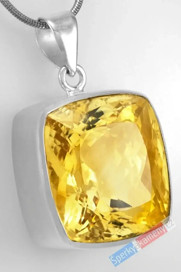 Stříbrný přívěsek (Ag 925/1000) s broušeným citrínem QAA, cca 25 x 22 mm, krásná barva a brus, "šperk královny ze slunečního království" (CI2723P)