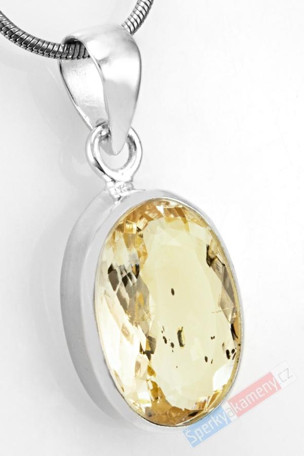 Stříbrný přívěsek (Ag 925/1000) s broušeným skapolitem QAA, ovál cca 19 x 14 mm, RARITA (SK1817P)