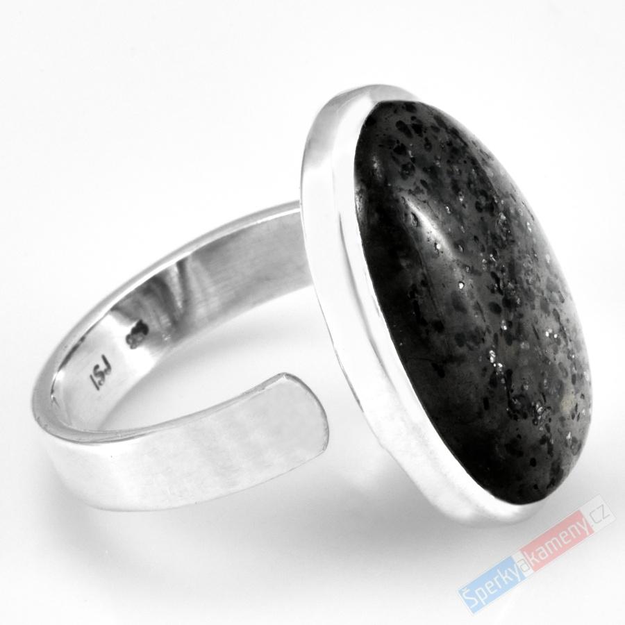Stříbrný prsten (Ag 925/1000) s Black Sun Stone QA, vel. kamene cca 24 x 16 mm, RARITA (BSS6050R)
